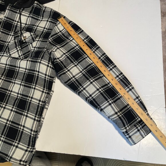 Wrangler Black & White Plaid Hooded Button Up Jacket Size XXL - Picture 11 of 13